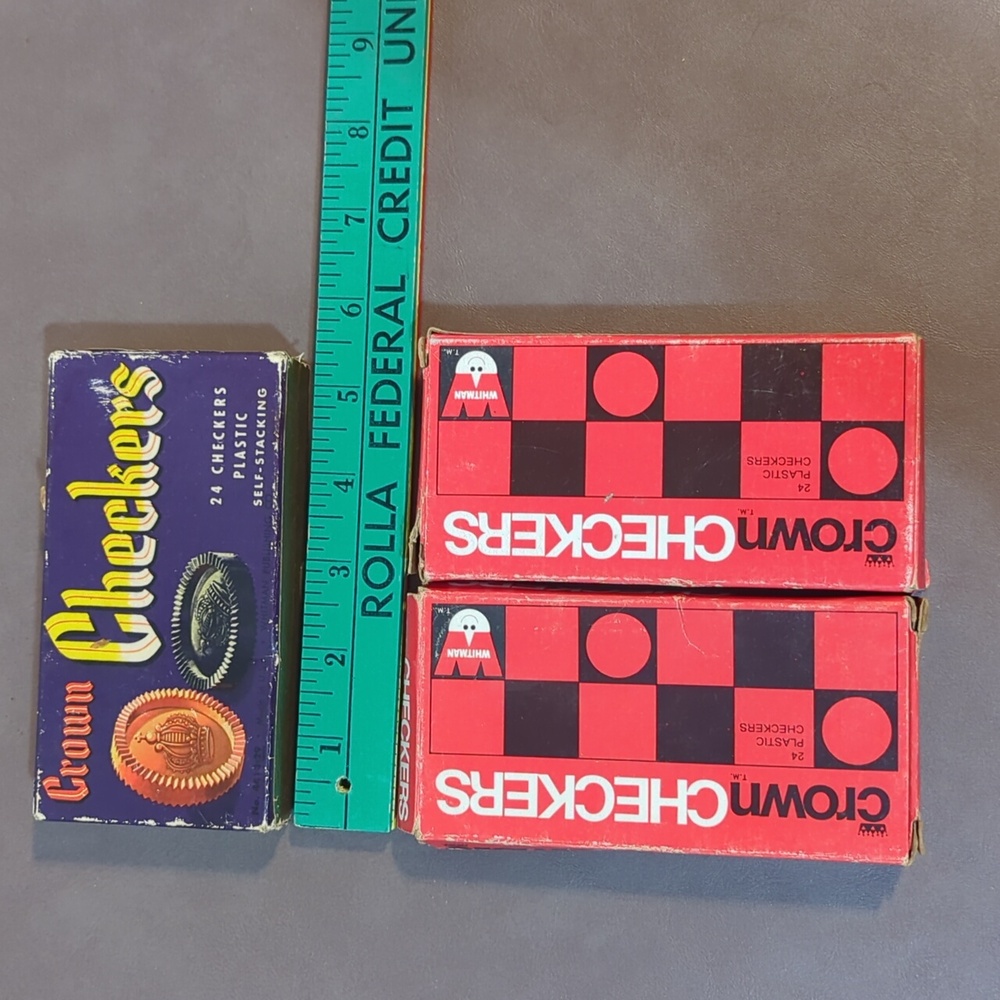 Vintage lot Whitman Crown self stacking plastic checkers 3 boxes of 24 from 1969 - Picture 10 of 11